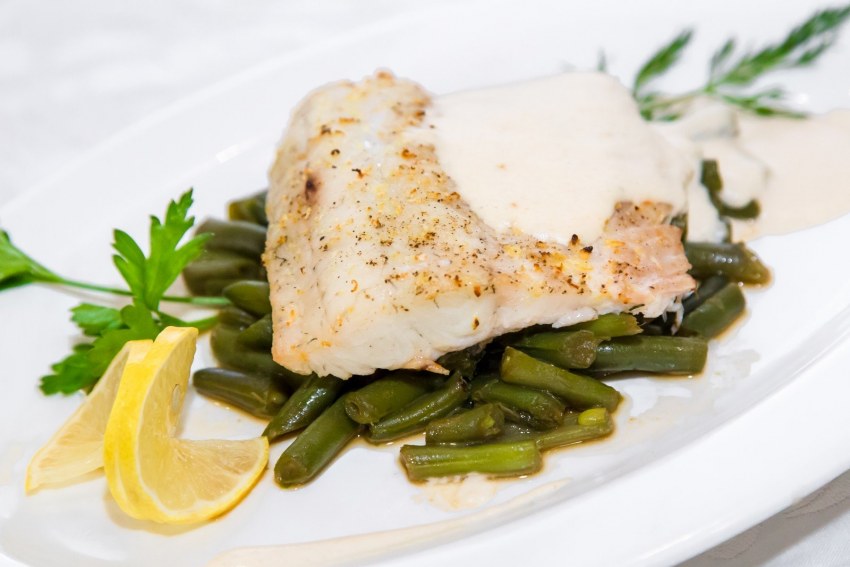 Судак с стручковой фасолью