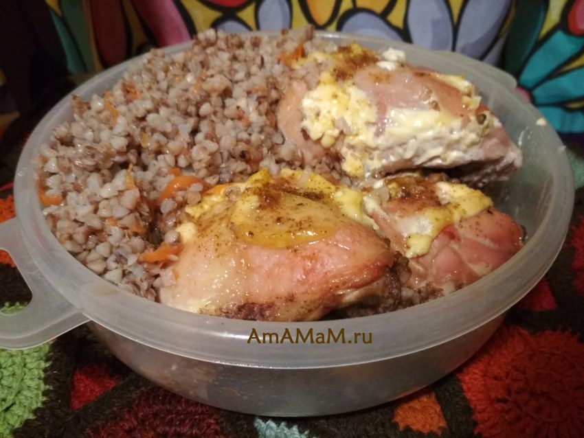 Голень в духовке с гречкой сыром