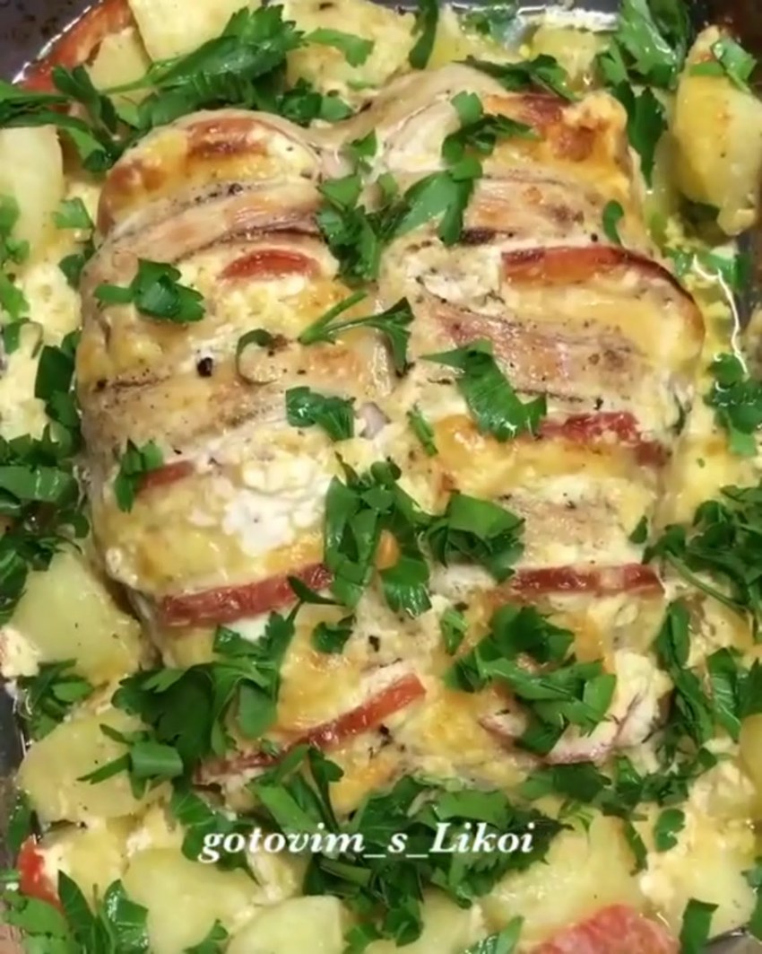 Картошка гармошка с беконом в фольге