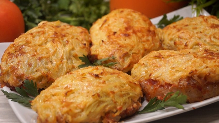 Мясные стожки из фарша в духовке