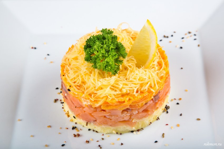 Мимоза с семгой слабосоленой