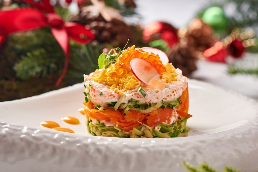 Рыбный салат Мимоза с горбушей