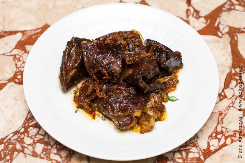 Бефстроганов из сердца оленя