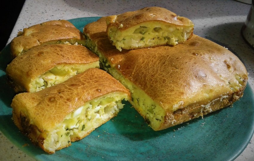 Заливной пирог с сайрой