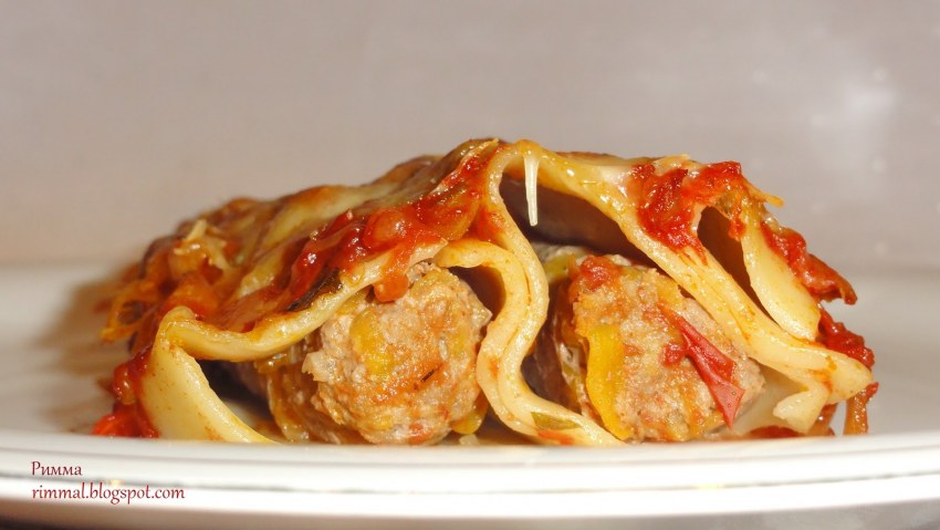 Лазанья из вермишели с фаршем