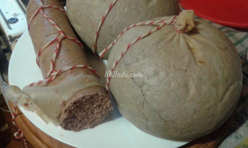 Домашняя колбаса из ливера в кишках