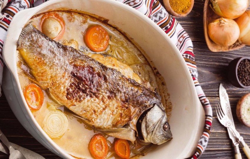 Карп, треска фаршированные