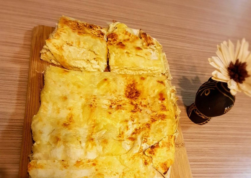 Ачма из лаваша с сыром и творогом в духовке