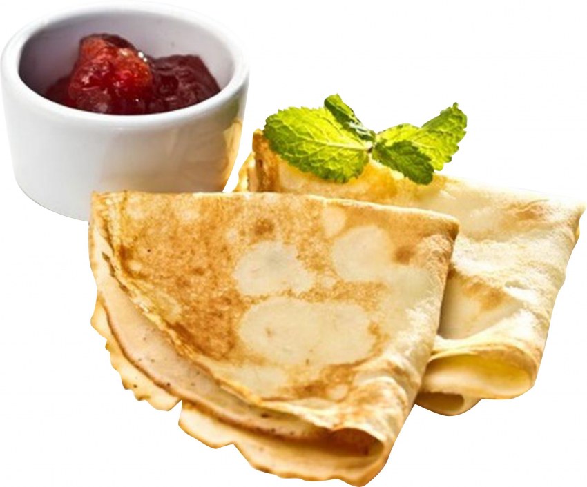 Блины с джемом вид сверху