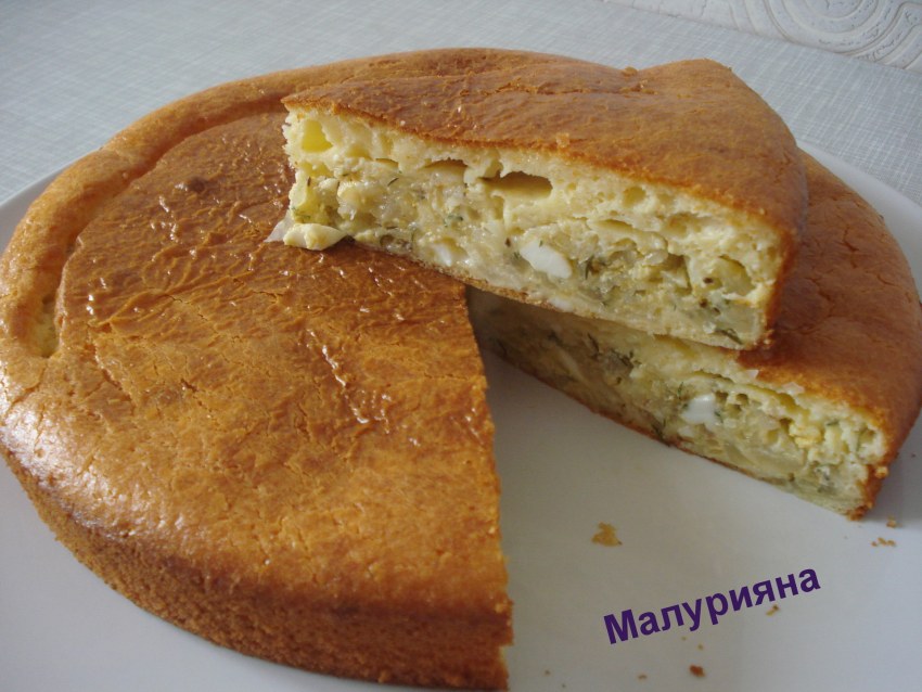 Пирог с зеленым луком и яйцом