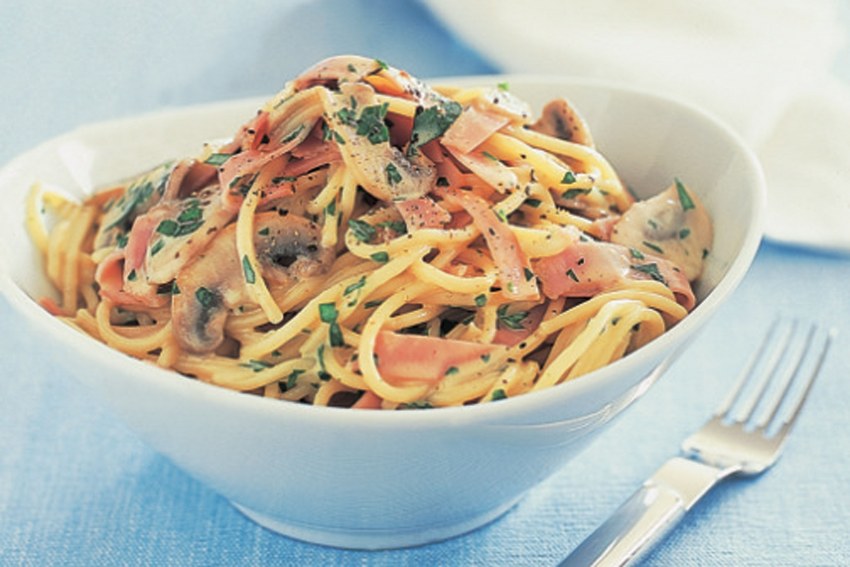 Паста карбонара с грибами