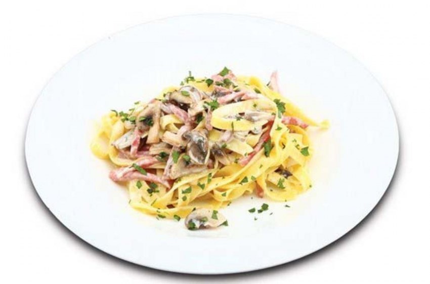 Паста с ветчиной и грибами 100г