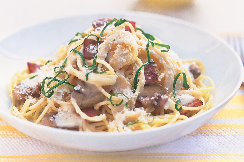 Паста с грибами в сливочном соусе