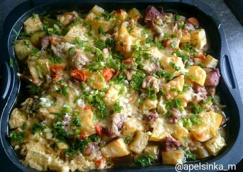 Филе индейки с овощами в духовке