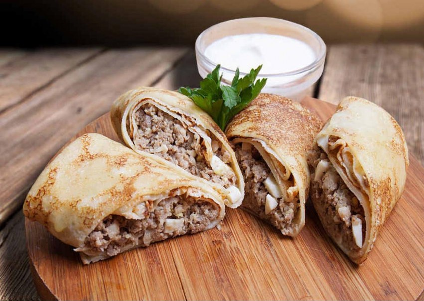 Блины с куриным фаршем