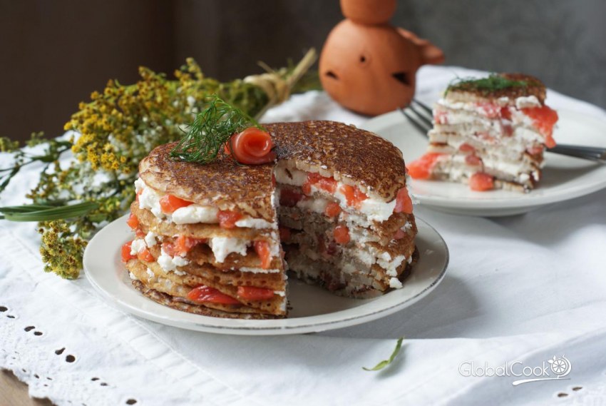 Закусочный торт Наполеон с консервой