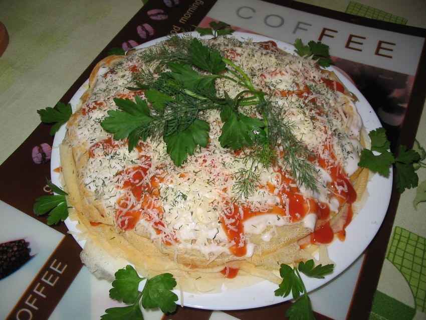 Блинный пирог закусочный