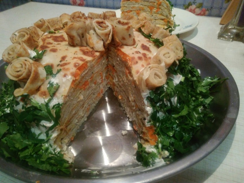 Блинный торт со сливками