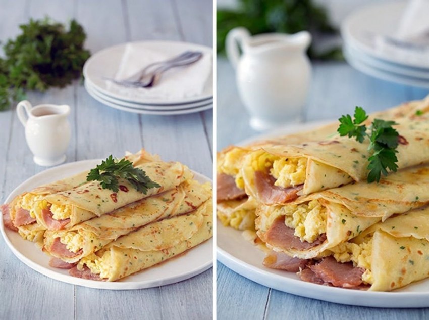 Яичные блинчики с сыром