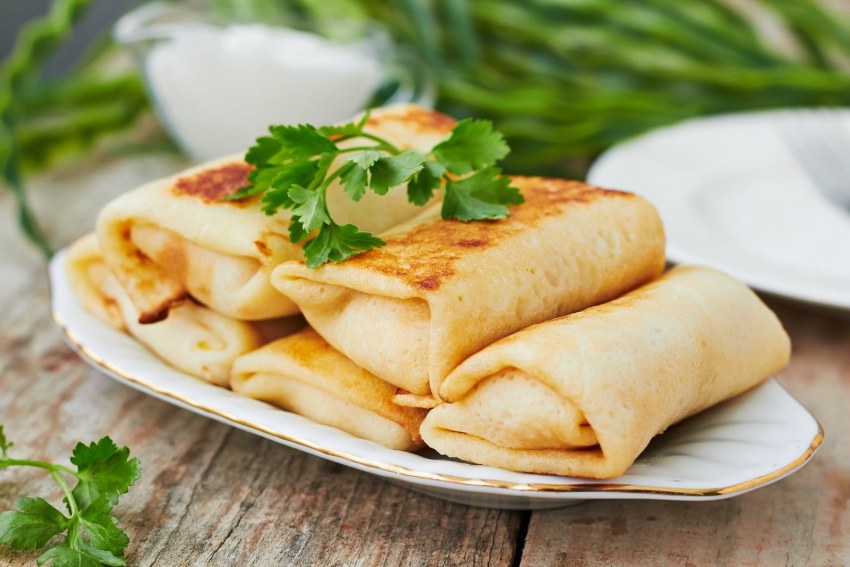 Блины с мясом и ливером