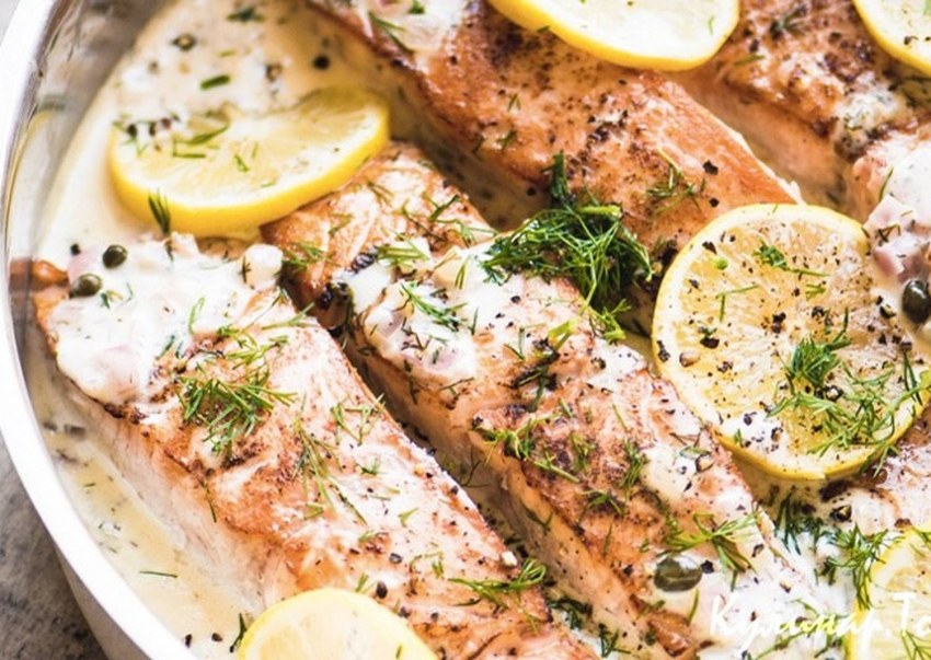 Сёмга в духовке в сливочном соусе