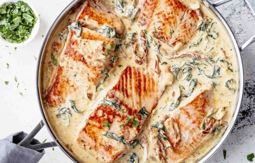 Сёмга в духовке в сливочном соусе