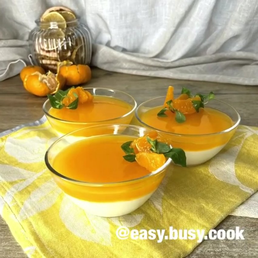 Десерт из мандаринов с желе