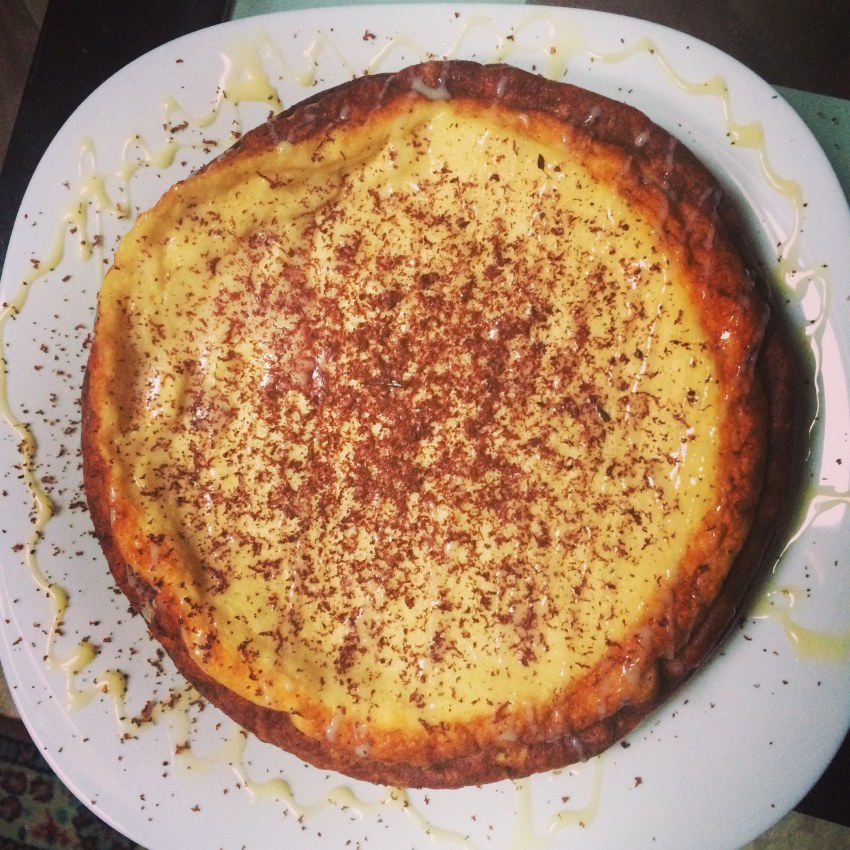 Творожная запеканка с персиками/бананами в сметанной заливке