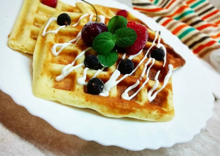 Молочные вафли в вафельнице