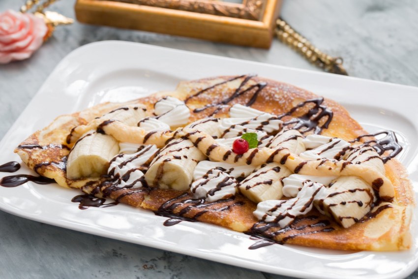 Блинчики с бананом и шоколадом