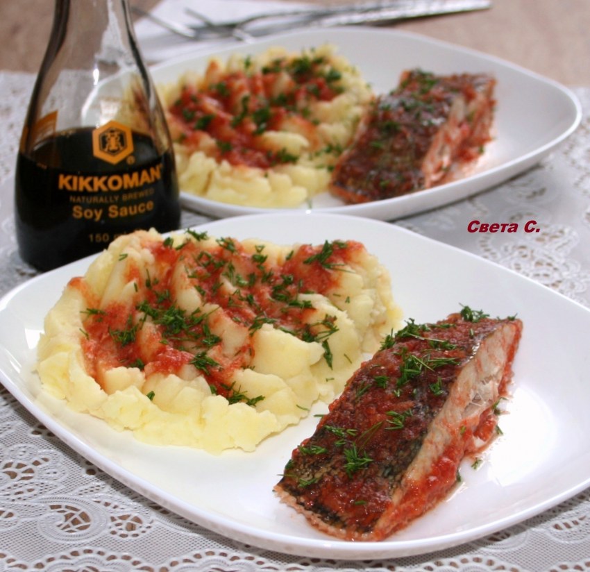 Камбала гарнир и соус