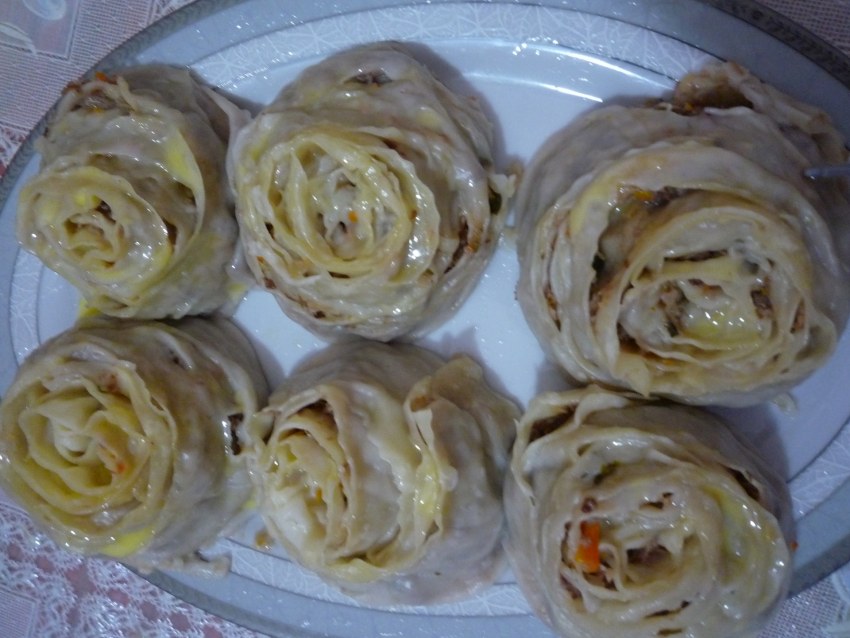 Ленивые пельмени розочки