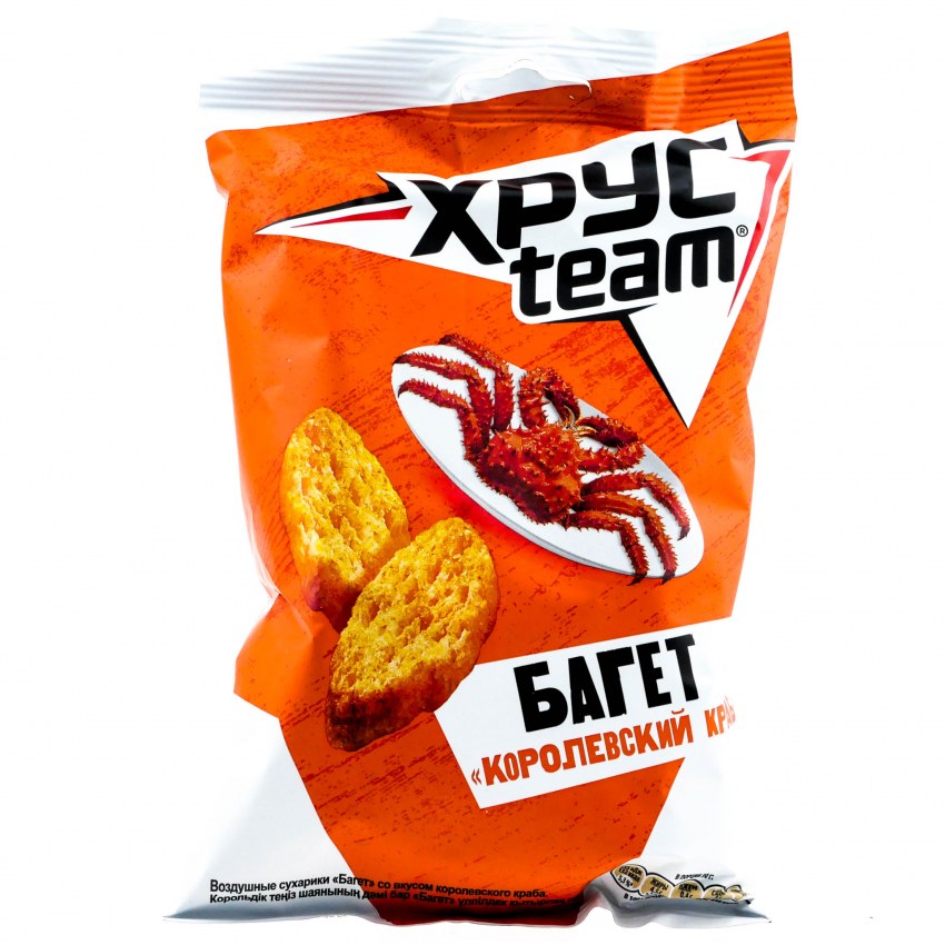 Сухарики багет "Хрусteam" Королевский краб. 60гр.