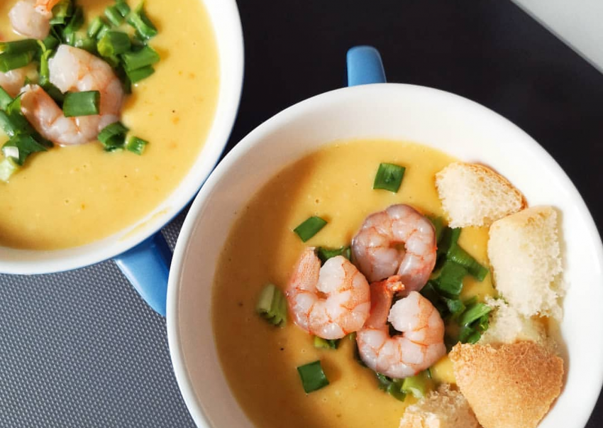 Тыквенный крем суп с креветками