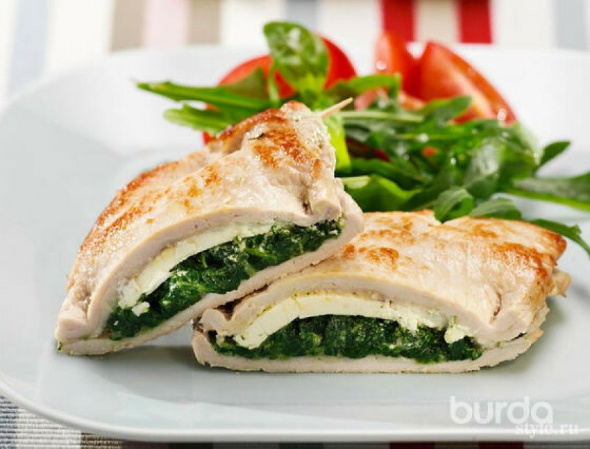 Куриная грудка фаршированная шпинатом и сыром