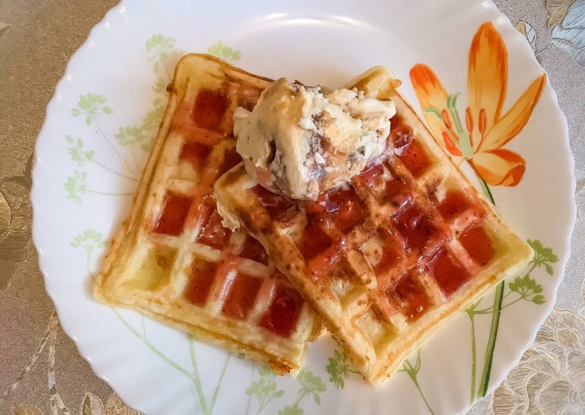 Вафли с сыром в вафельнице