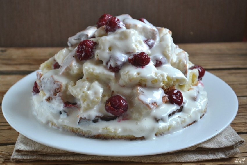 Торт вишнёво твороженный