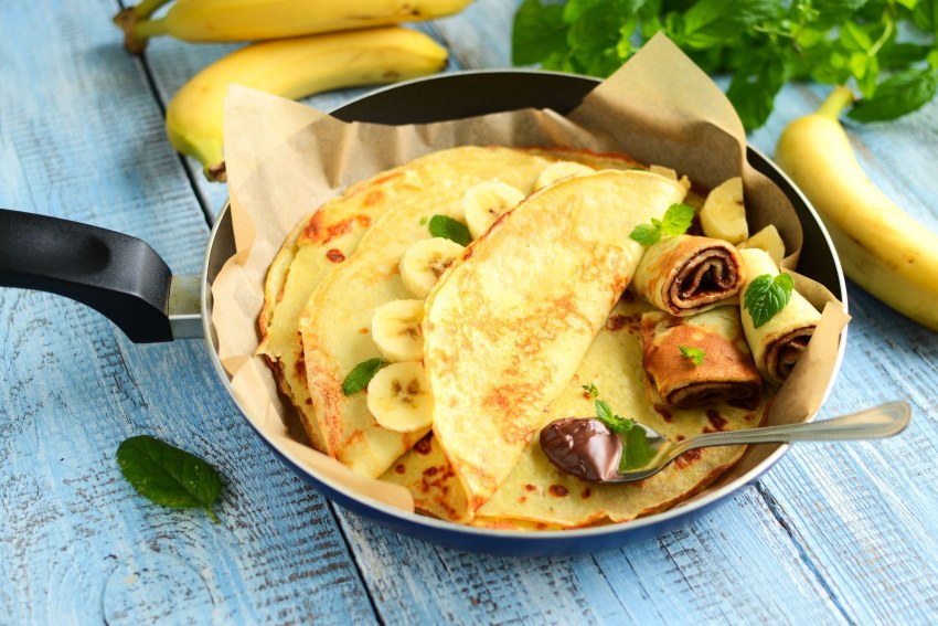 Блины фаршированные бананом