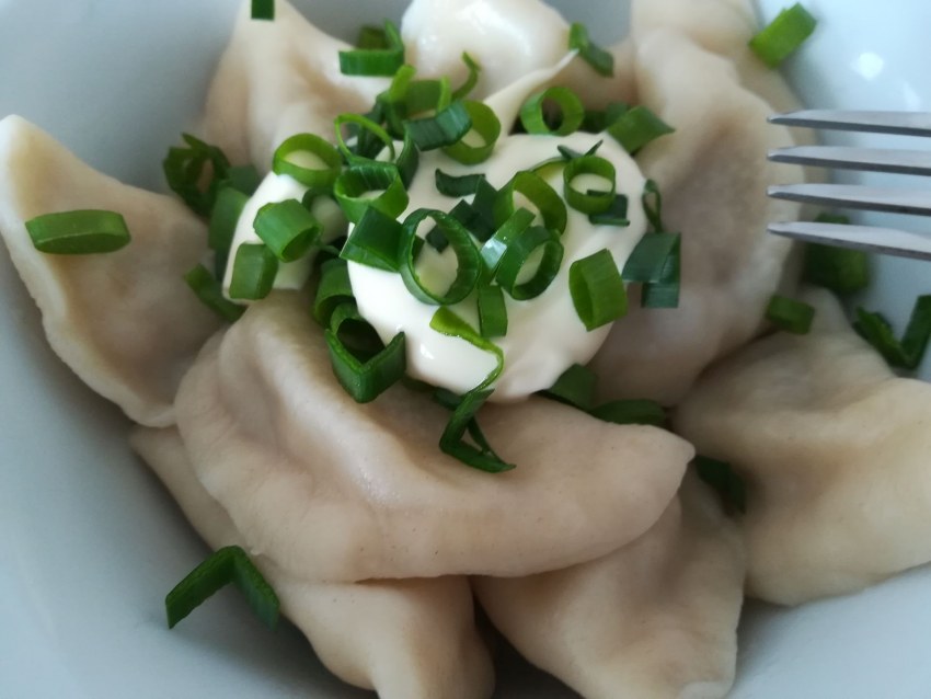 Пюре с пельменями