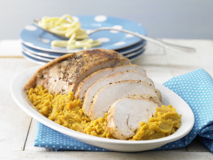 Жареная индейка и рис