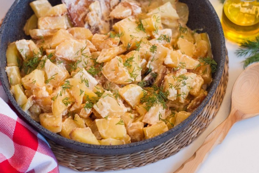 Тушёная картошка с курицей