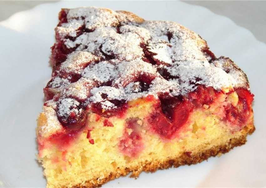 Тарт с черешней и творогом