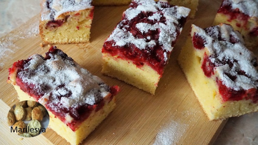 Фисташковый пирог с малиной сыроварня