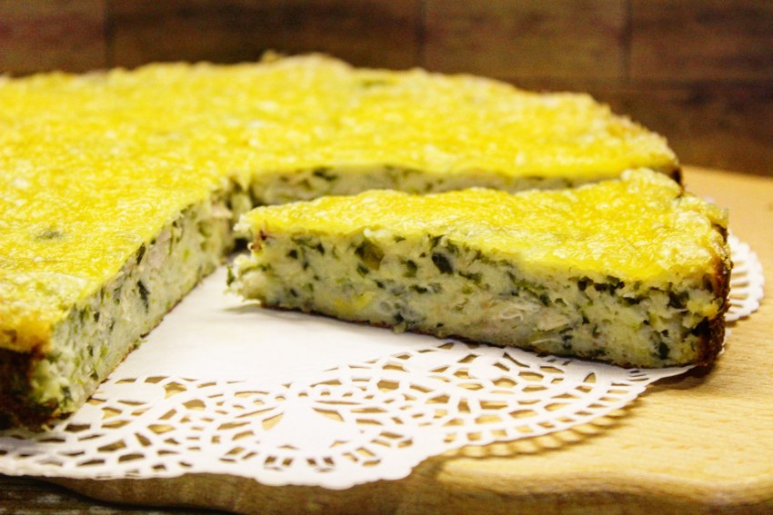 Пирог с курицей, сыром и луком