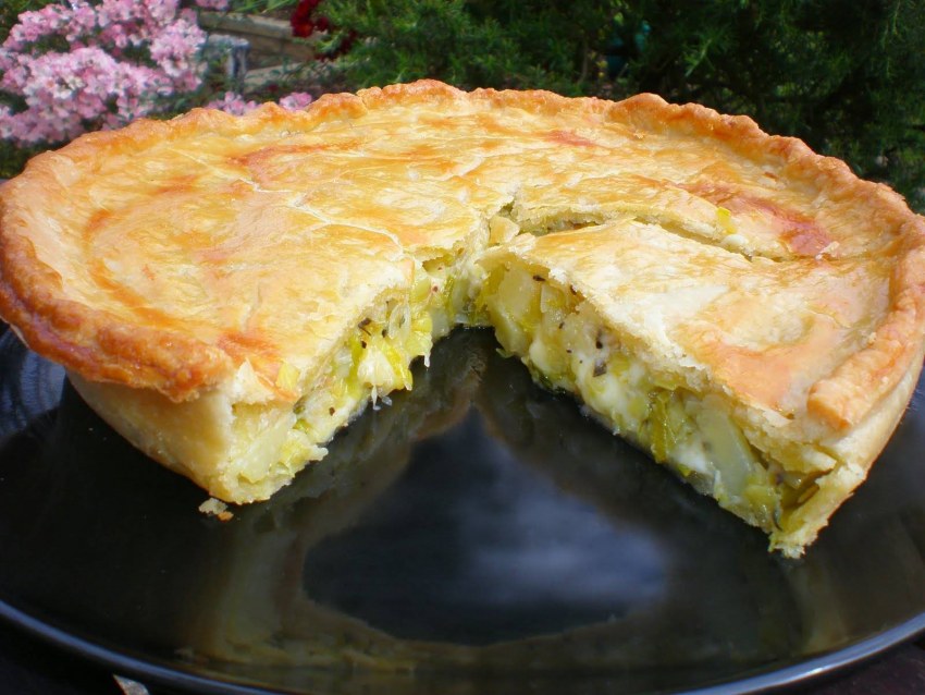 Пирог на кефире с курицей