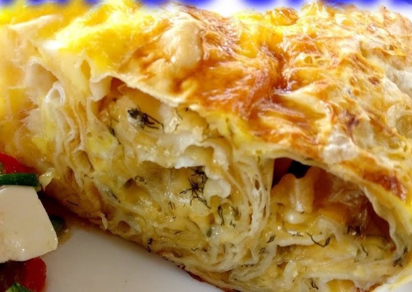 Пирог из лаваша с фаршем и сыром