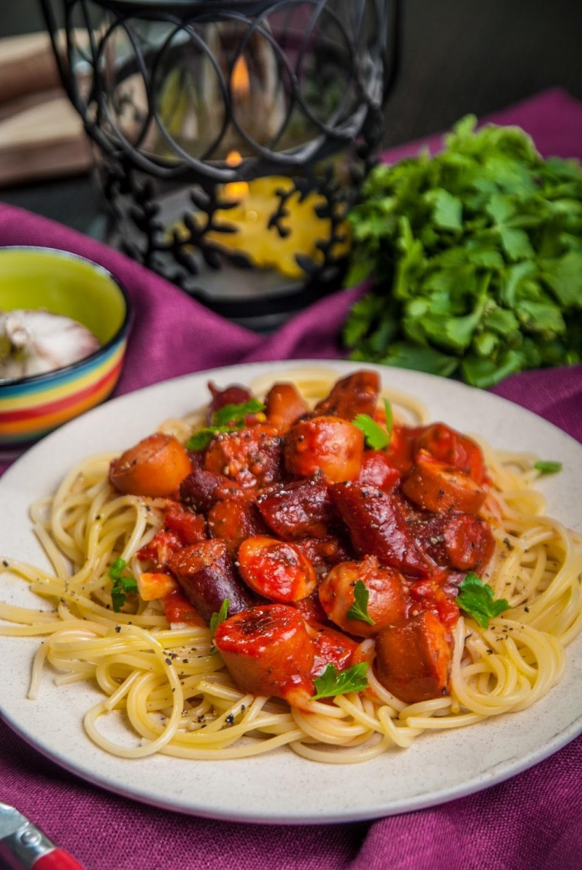 Спагетти с сосисками