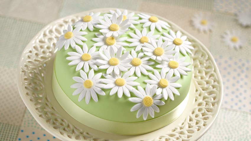 Красивый торт с ромашками