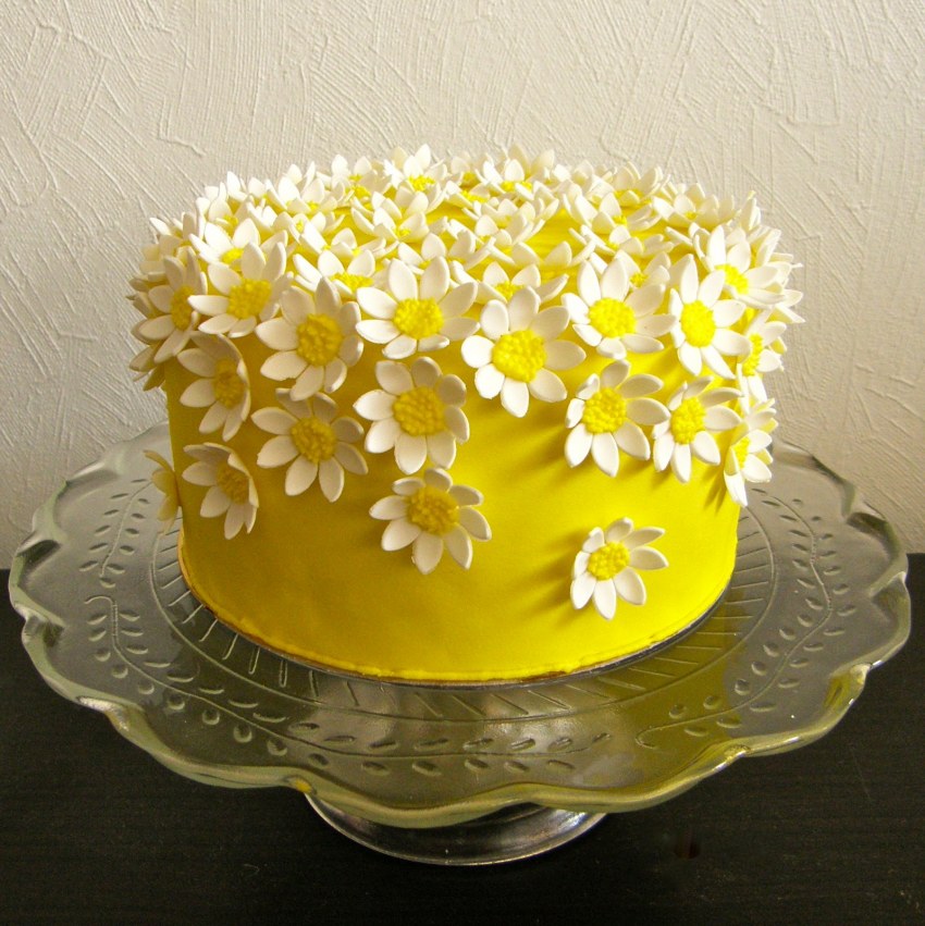 Торт шоколадный с ромашками