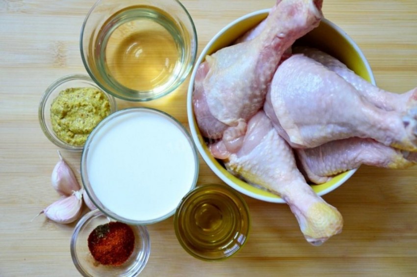 Куриная голень в сливках